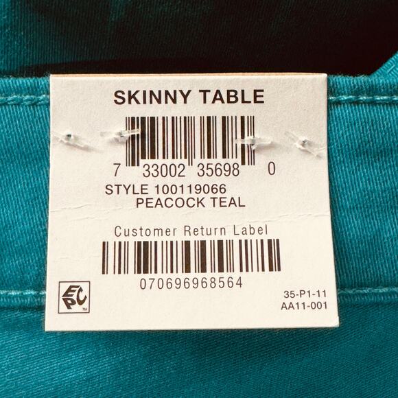 Style & Co SZ 12 Skinny Jeans Hi-Rise Stretch Zip-Fly Pockets Peacock Teal Blue - Picture 6 of 8